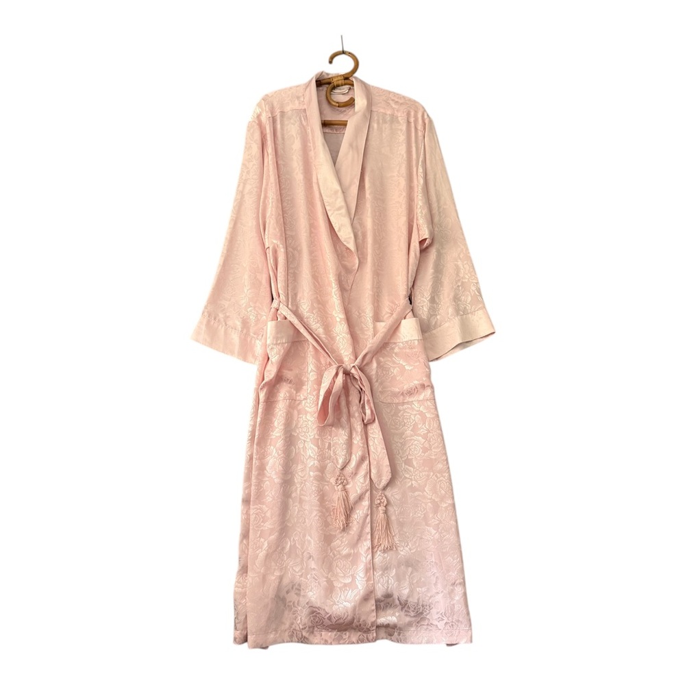 Vintage | Victoria's Secret | Gold Label‎ Pink Floral Satin Robe Size L